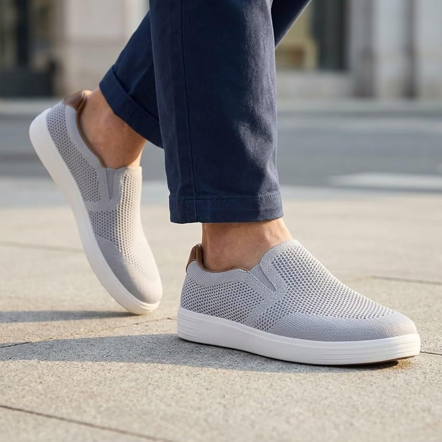 Puxowe Men's Loafers Slip On Casual Shoes – Mesh Walking Shoes for Men, Dress Loafers for Business & Leisure