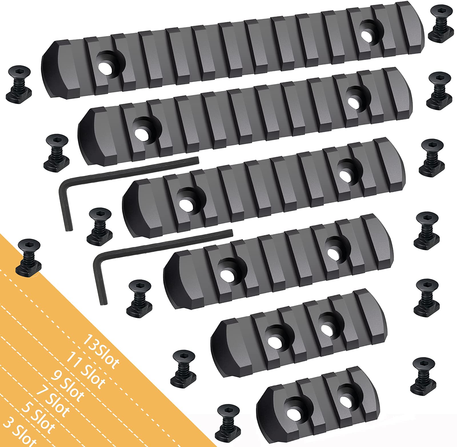 Polymer Picatinny Accessory Rail Single Picatinny Rail 3 5 7 9 11 13 Slot Black