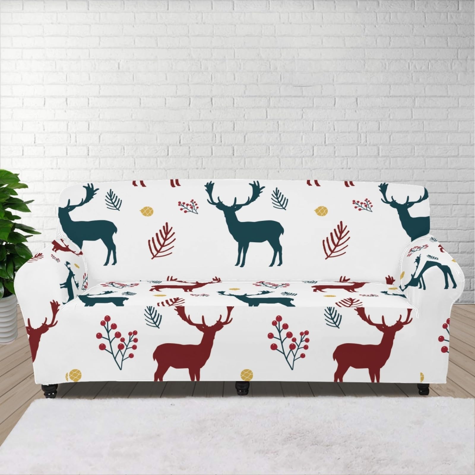Christmas 3 Seater Sofa Cover, High Elasticity, 3 Seater Sofa Cover, Modern, Jacquard for Living Room, Protection for Dogs and Pets