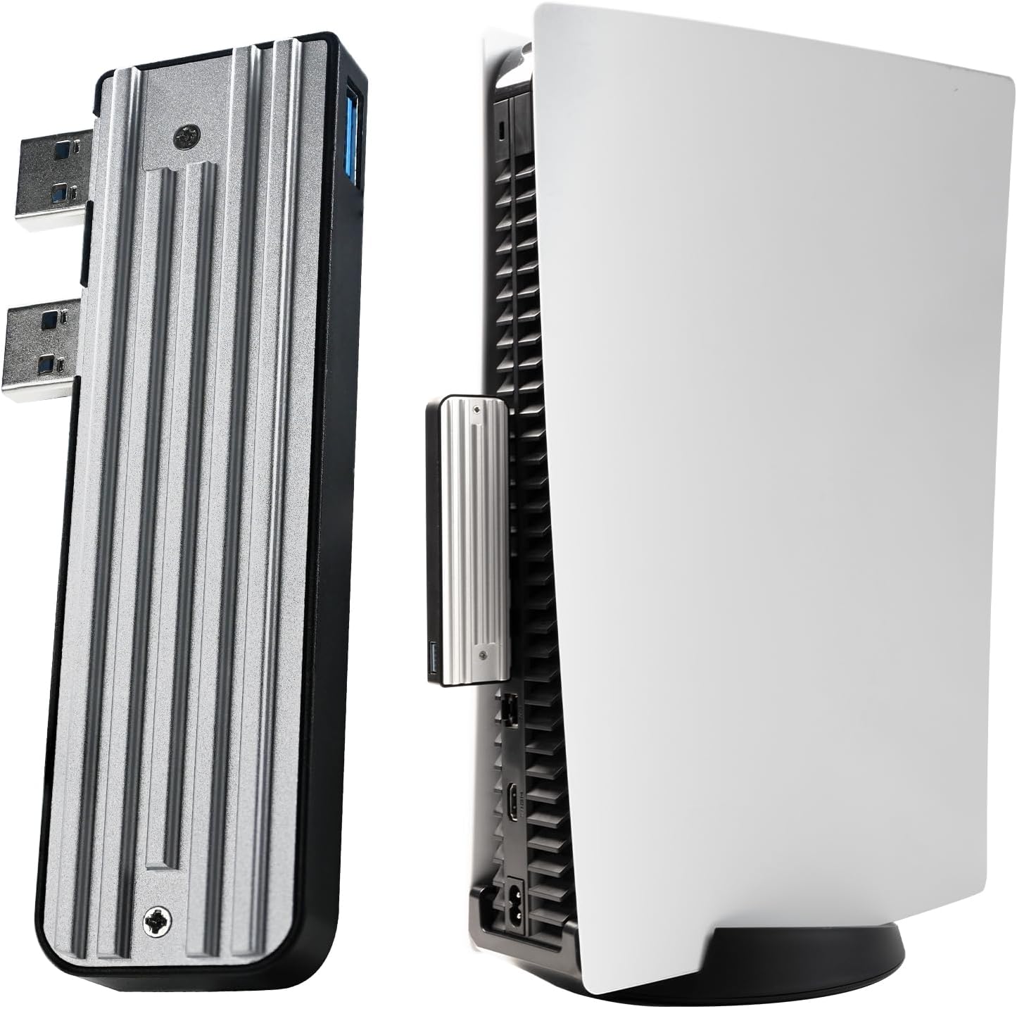External Hard Drive Enclosure for PS5, 10Gbps USB 3.0 Hard Drive SSD Enclosure, Suports NVME/SATA SSDs 2230/2242/2260/2280 Up to 2TB - SSD NOT Included