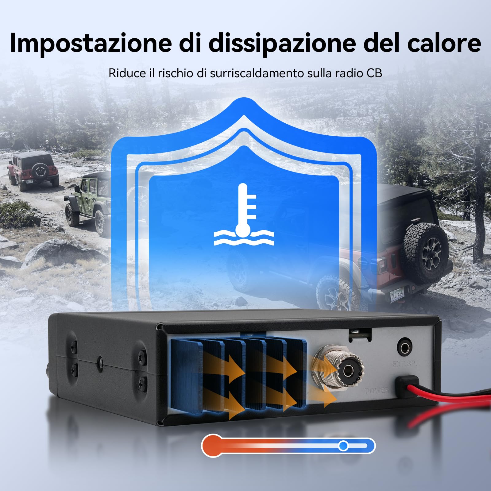 Retevis MB63A Radio CB, AM FM CB Auto con Antenna, Filtro Antirumore NB/ANL, 12V/24V con Accendino, Sistema PA, con Microfoni 6 Pin, 40 Canali, 4W, EMG CH9/19, per Camion Camper
