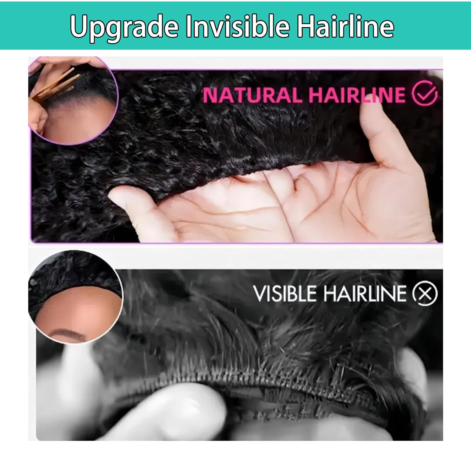 Kinky Curly Half Wig Human Hair 180% Density 3 In 1 Seamless Flip Over Half Wig Curly Hair Glueless Wear and Go Drawstring Band Beginner Hairline Headband Wig Friendly Invisible (16 inch Natural)