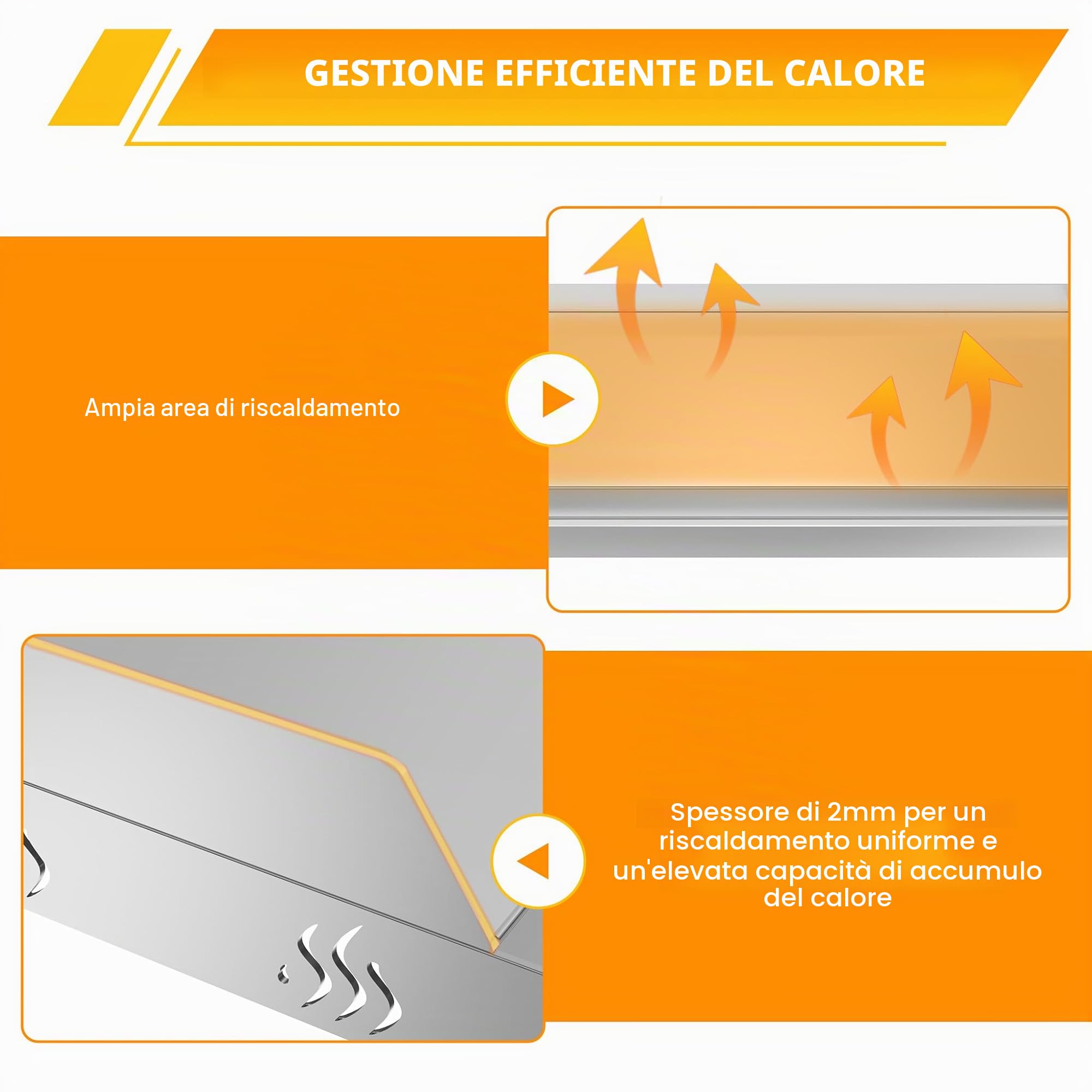 Froadp Piastra in acciaio inox | Piastra universale per barbecue 51x32x7 cm con canaletta per l'olio | Piastra per barbecue a gas e a carbonella | Accessori per barbecue inclusi spatola e manici