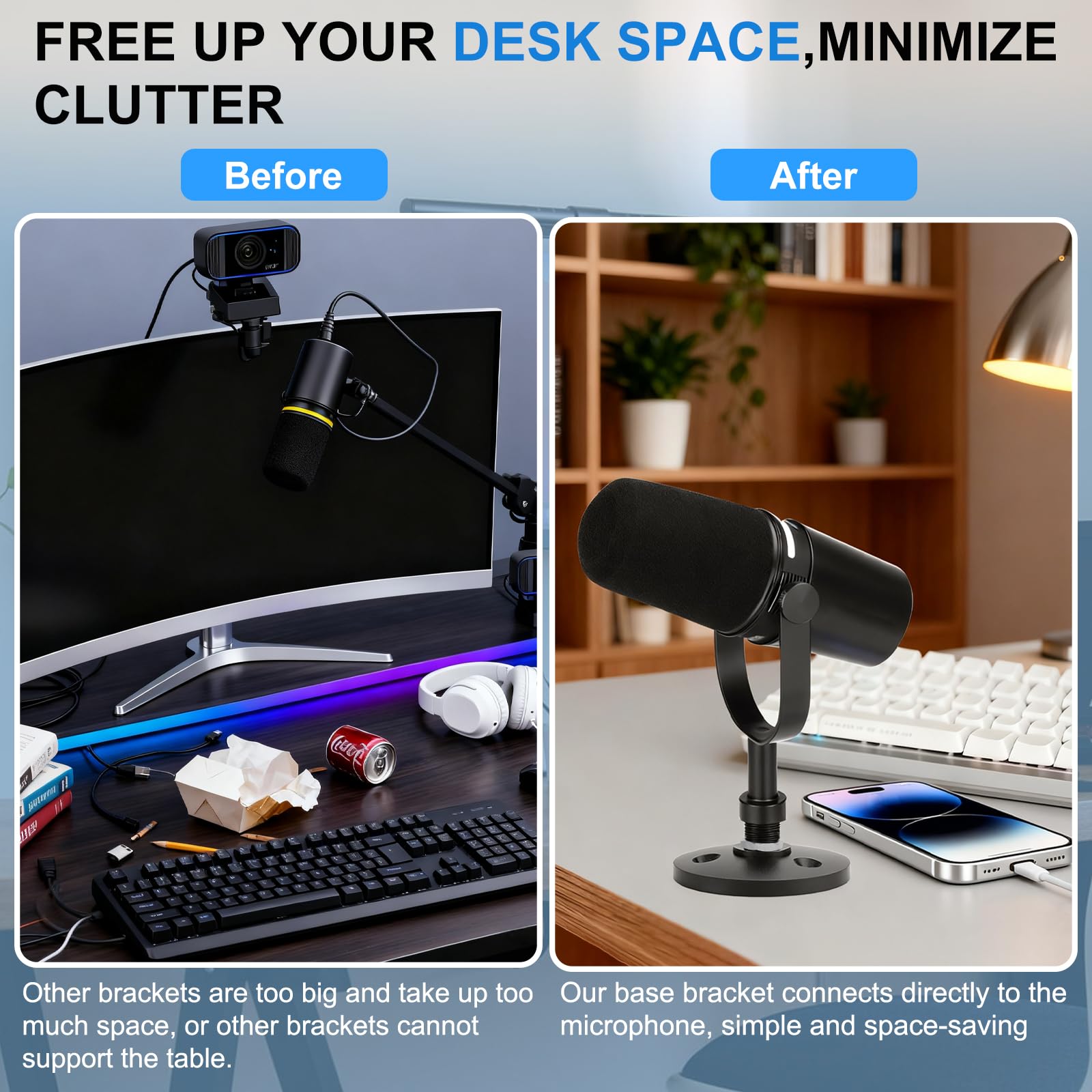 Amazon.com: YIBEICO Desktop Microphone Stand for Shure MV7/MV7+