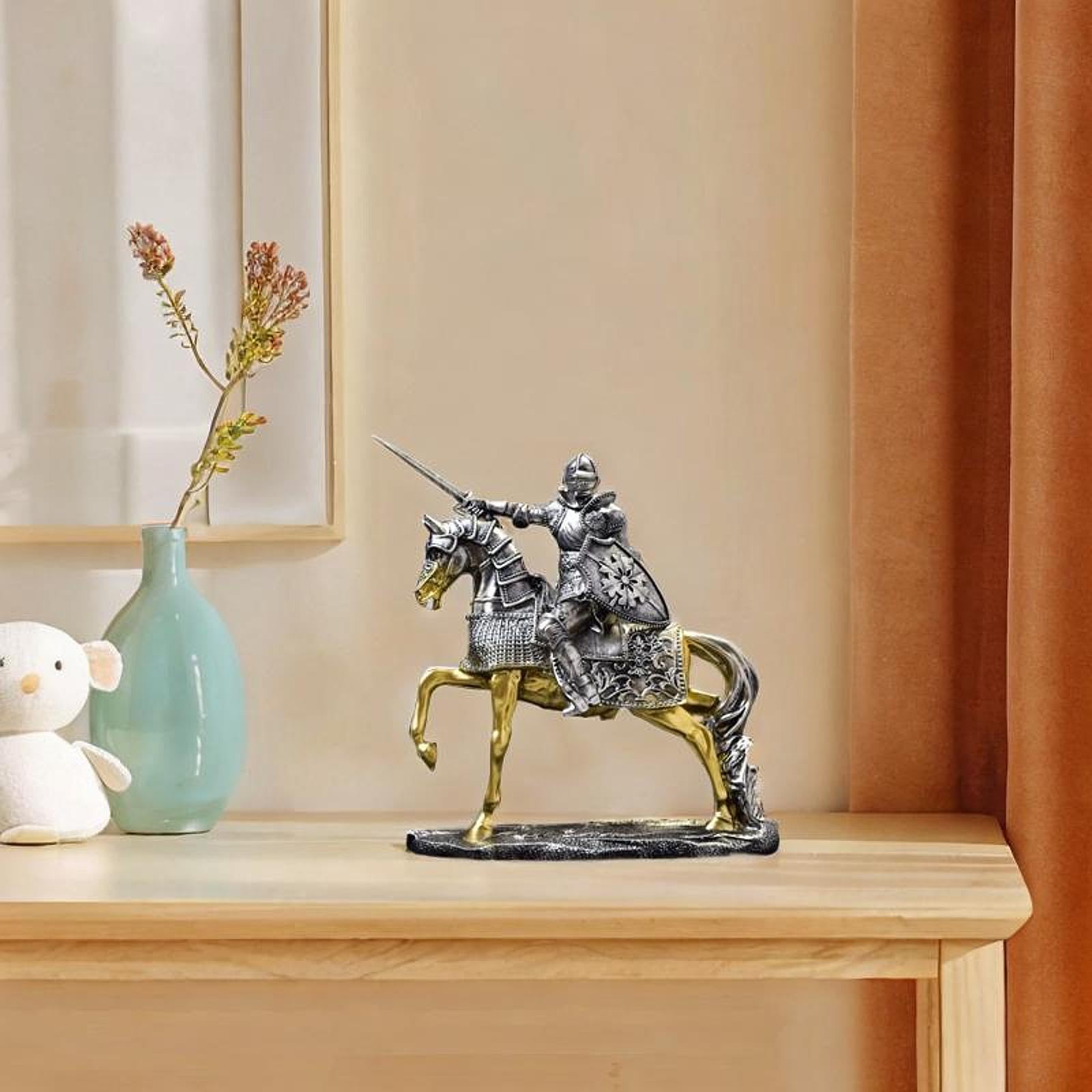 Amazon.co.jp: LOL-FUN 騎士馬像フィギュア彫刻レトロ卓上飾り、装飾