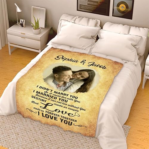 Miniatura 3 de Destiny Made us Couple - Manta personalizada con imágenes impresas, manta de forro polar, acogedora para sofá, cama, día de San Valentín, boda, (60
