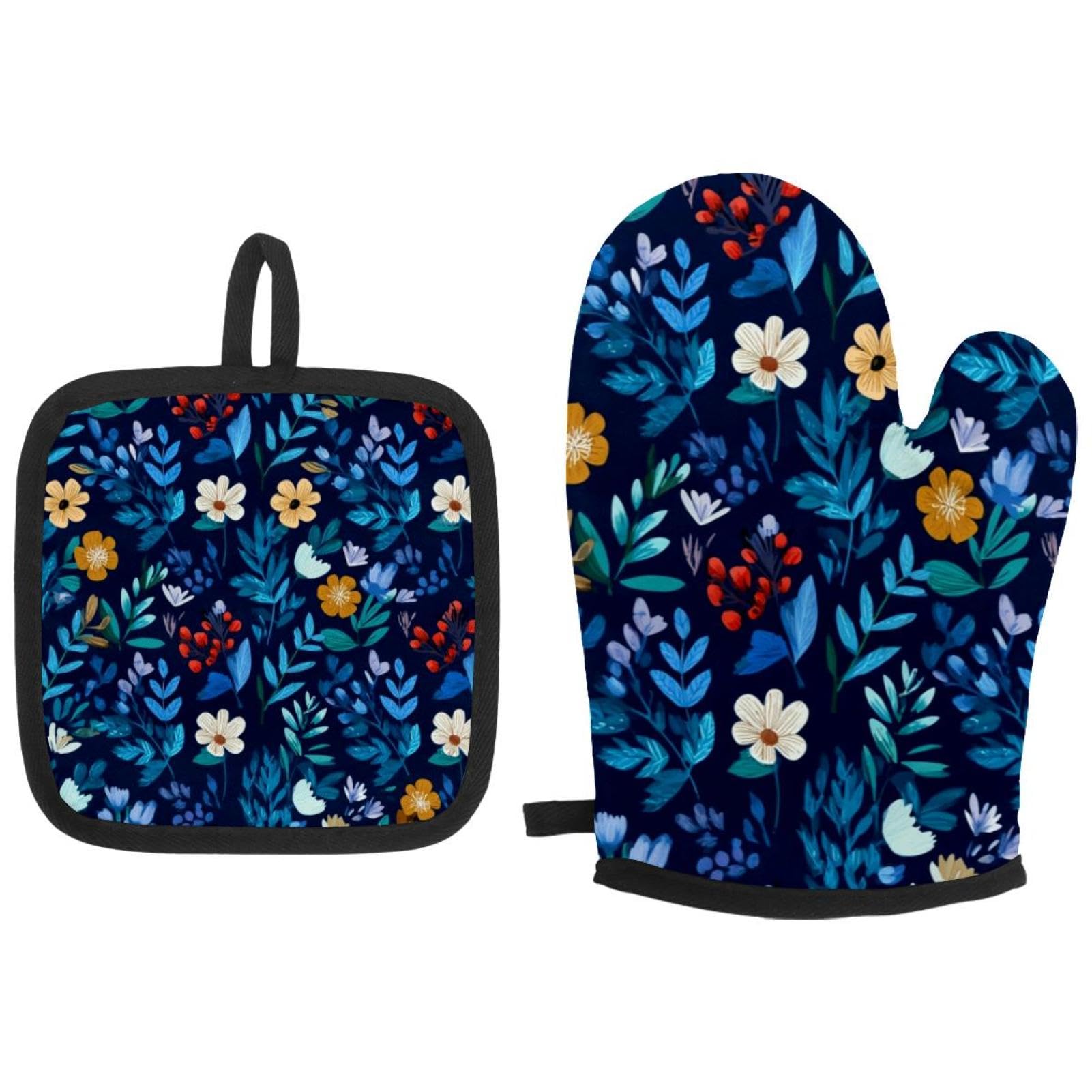 Maniques et gants de cuisine aux motifs de fleurs pour vos pâtisseries