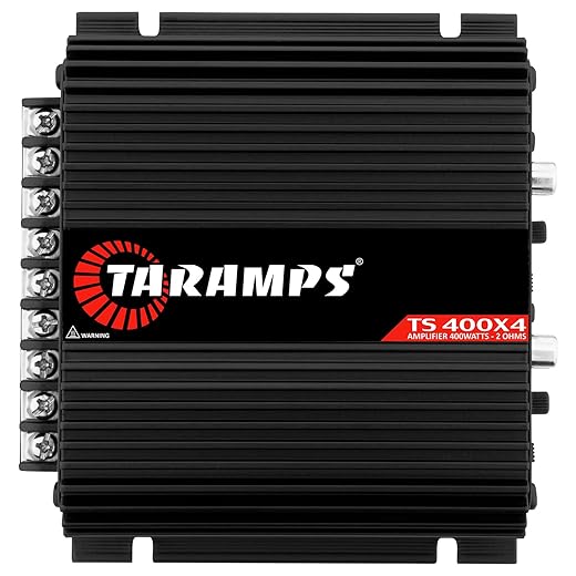 Taramps TS 400x4 Black Car Audio Amplifier - 400W RMS 4-Channel Class D, 2 Ohms, High Level Input, RCA