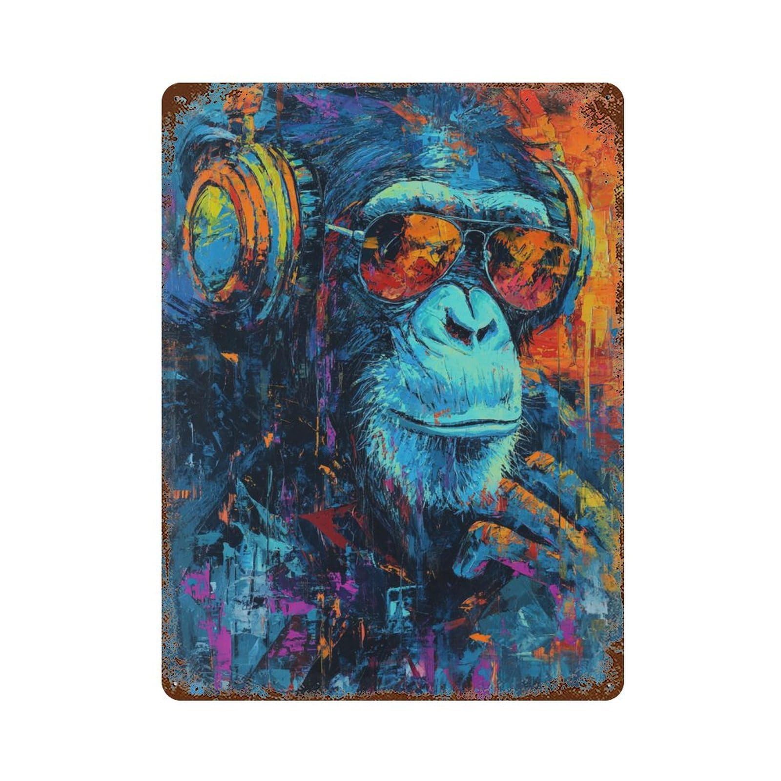 Chill Monkey Vibes Retro Metal Sign 15.7"x11.8", Farmhouse Wall Decor for Garage, Pub Or Kitchen