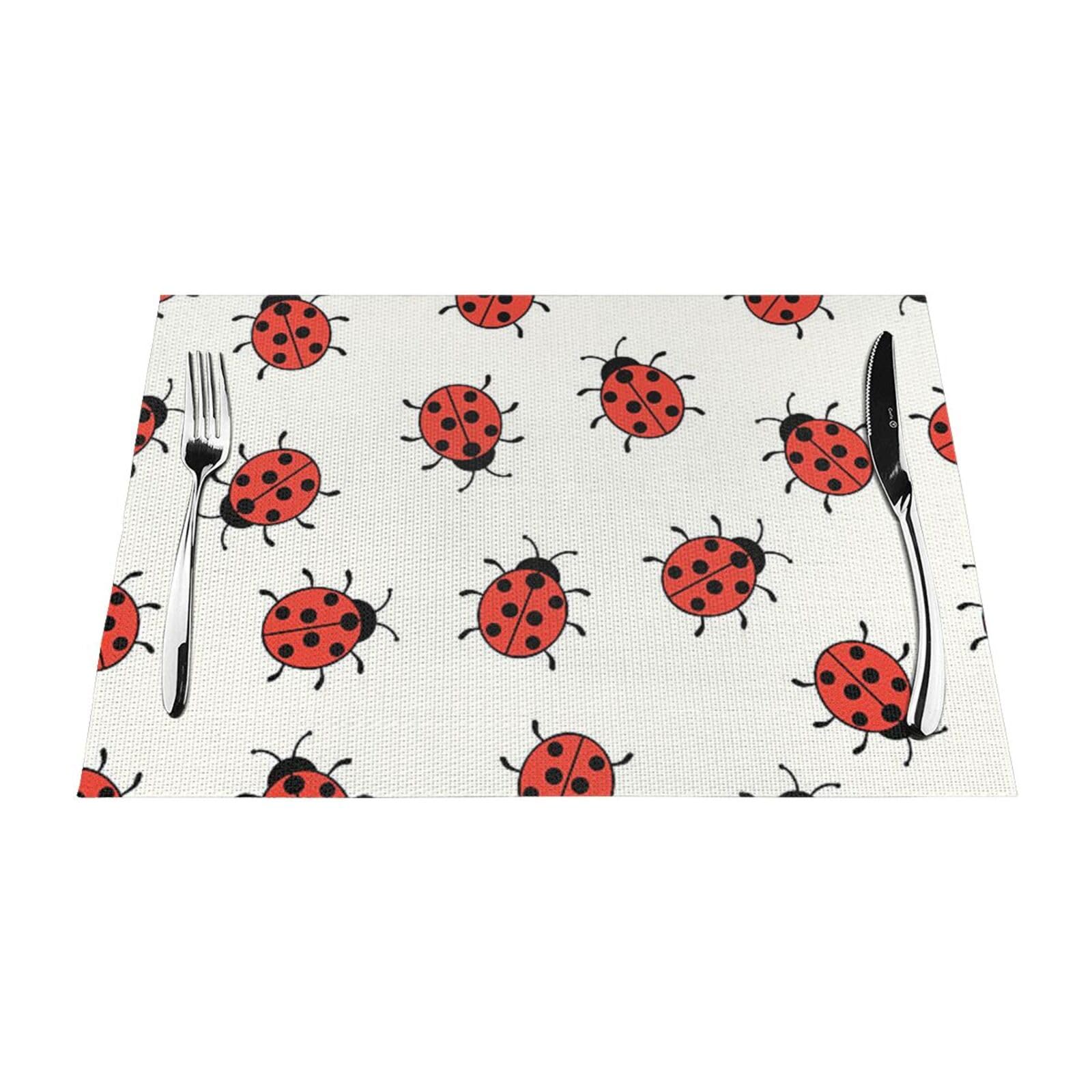 PVC Placemat Set of 1 PCS, 45x30 CM, Ladybugs Pattern Infinite Speckled Printed Non-Slip Heat Resistant Place Mats for Kitchen Dining Table Indoor Outdoor