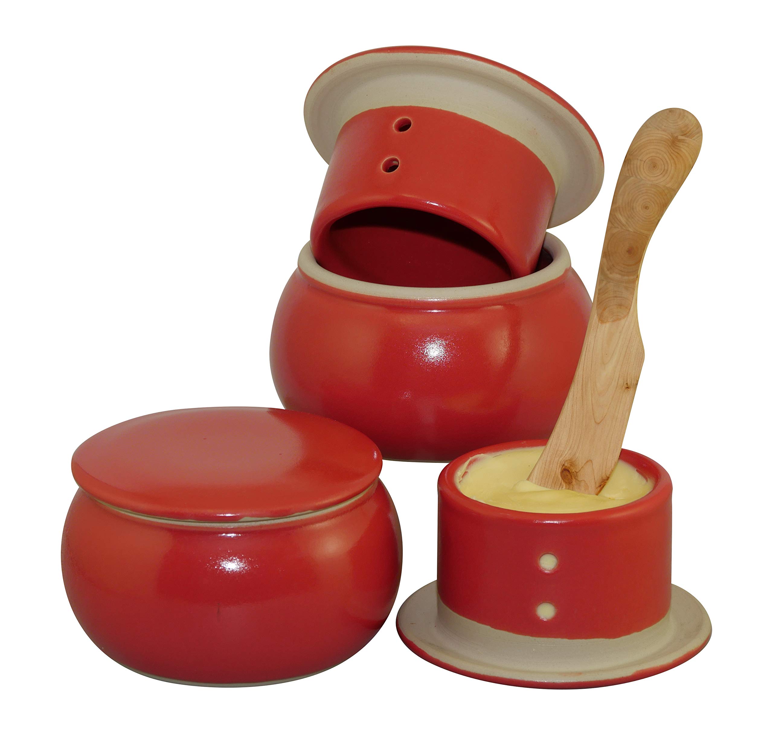 Originele Franse watergekoelde keramische botervloot, nooit meer harde boter voor het ontbijt, altijd verse en smeerbare boter, ca. 250 gr. boter, CHERRYROOD B-G