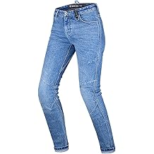 Devon Motorcycle Jeans - Ventilated Elastic Slim Fit Riding Trousers with FiberQL Reinforcements, CE Knee and HIPS Protectors (Women, Blue, 28 Long)