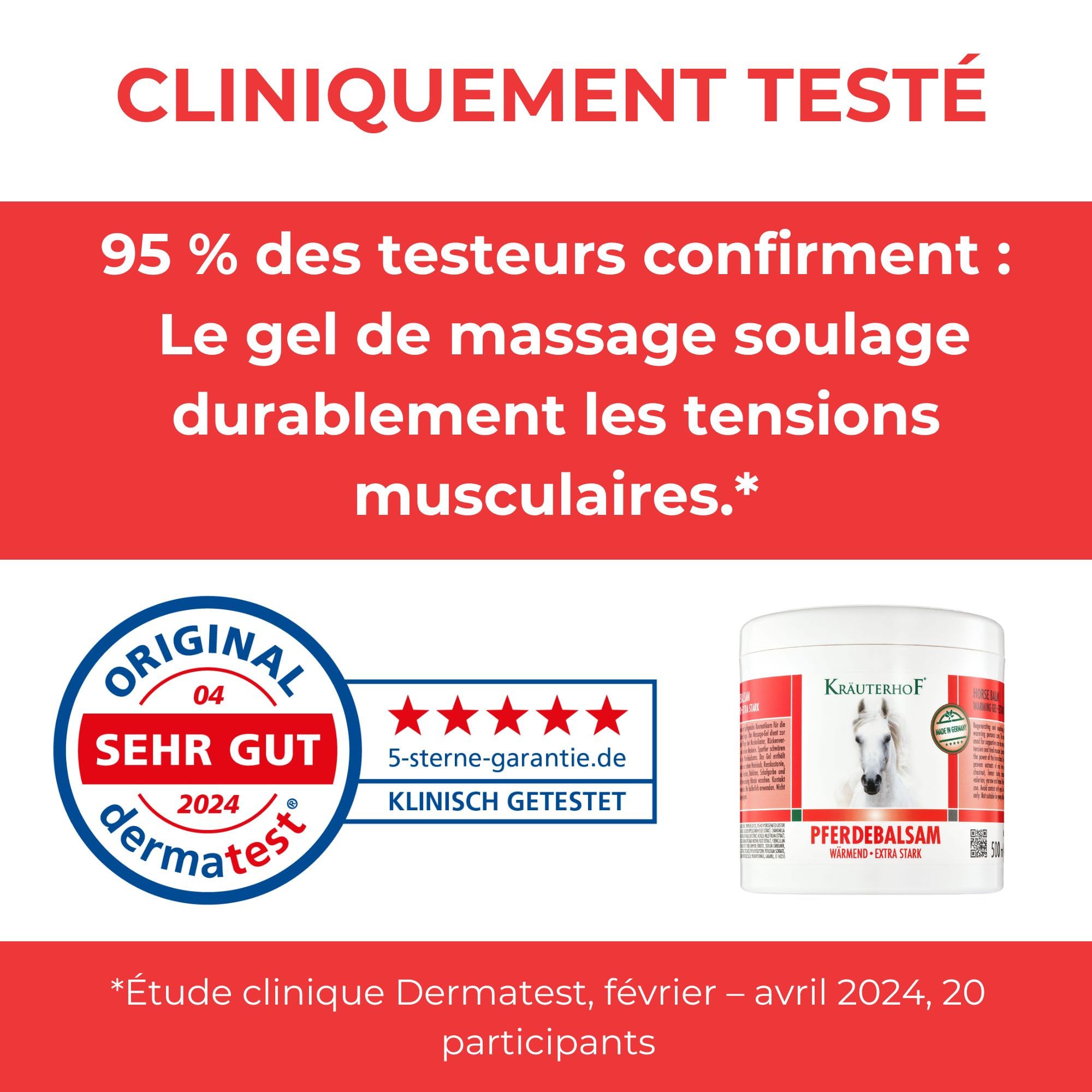 Baume chauffant extra fort Kräuterhof® Duo (2x500ml) - Gel chauffant pour muscles et articulations fatigués, soulage courbatures, tensions dorsales