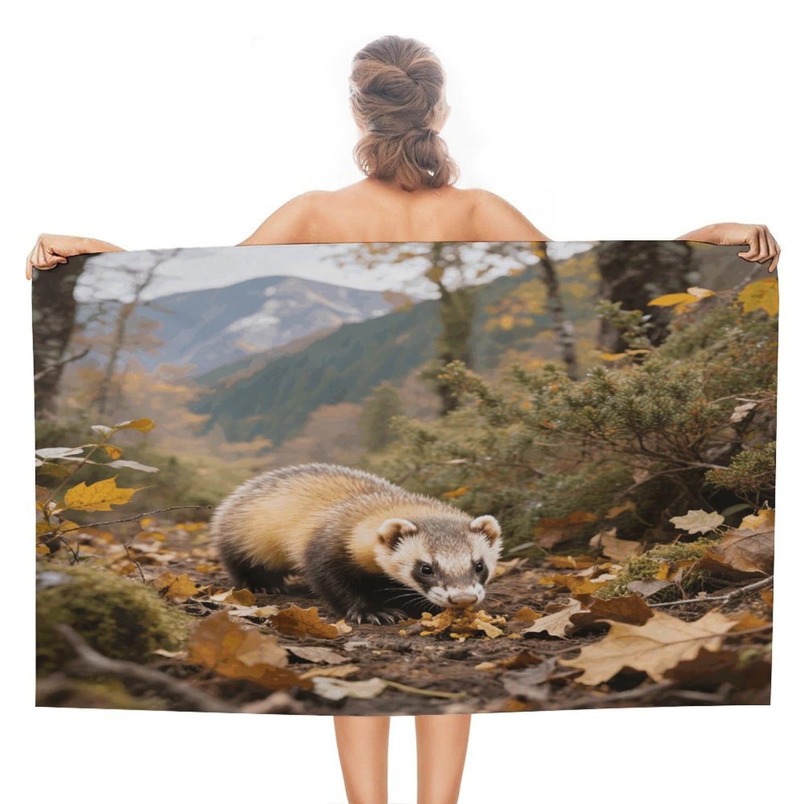 VstaDank Ferret - Badger Beach Towel 51x31 Inch Oversized Soft Bath Towel Luxury Plush Thick Hotel Swim Pool Towels Super Quick Dry Travel Towels for Camping Gym Sports Yoga