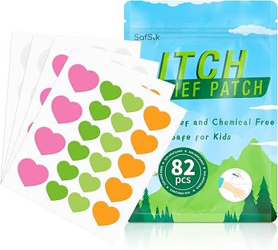 Itch Relief Patch 82pcs Anti Itching Stickers Nature Formula Hydrocolloid Fast Bite Itch Relief Chemical-Free & Safe for Kids Reduces Swelling Prevents Scratching Minimize Dark Marks 82