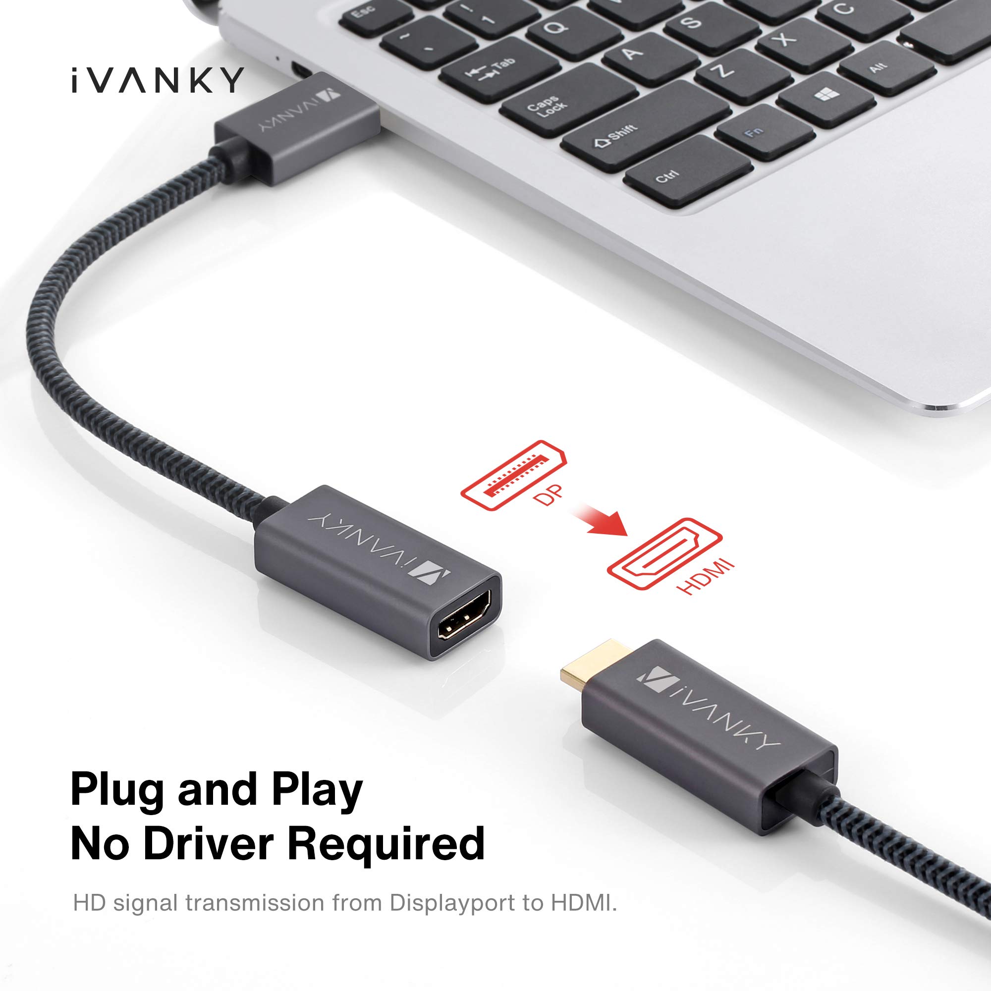 iVANKY DisplayPort to HDMI Adapter, Nylon Braided DP to HDMI Converter