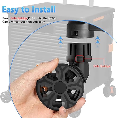 Miniatura 173 de FELICON SELORSS - Carrito plegable portátil con ruedas para subir escaleras y ruedas giratorias de 360°, mango telescópico, caja de plástico