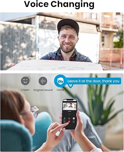 Vista 8 de ieGeek Timbre de puerta inalámbrico sin suscripción, visión ultra amplia HD 2K, detección de movimiento PIR conversación de 2 vías, timbre de video