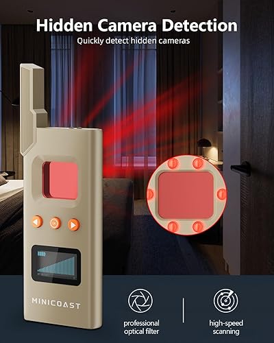 Miniatura 2 de MINICOAST MAX M12 - Detectores de cámara oculta, detector anti espía de alta sensibilidad con alarma antirrobo, 6 modos profesionales, detector de