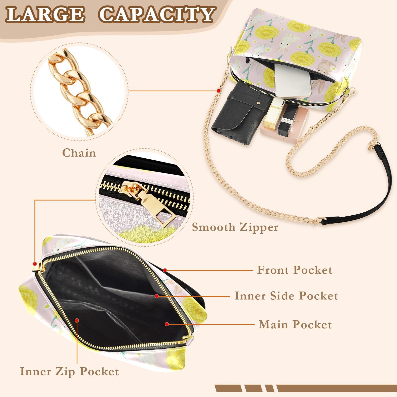 Wudan Bolso cruzado de uso diario para mujer, bolsillo frontal con