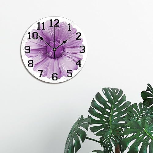 Miniatura 2 de Reloj de pared con diseño de flor de lavanda de 10 pulgadas, funciona con pilas, reloj de pared vintage de madera de granja, reloj de pared grande