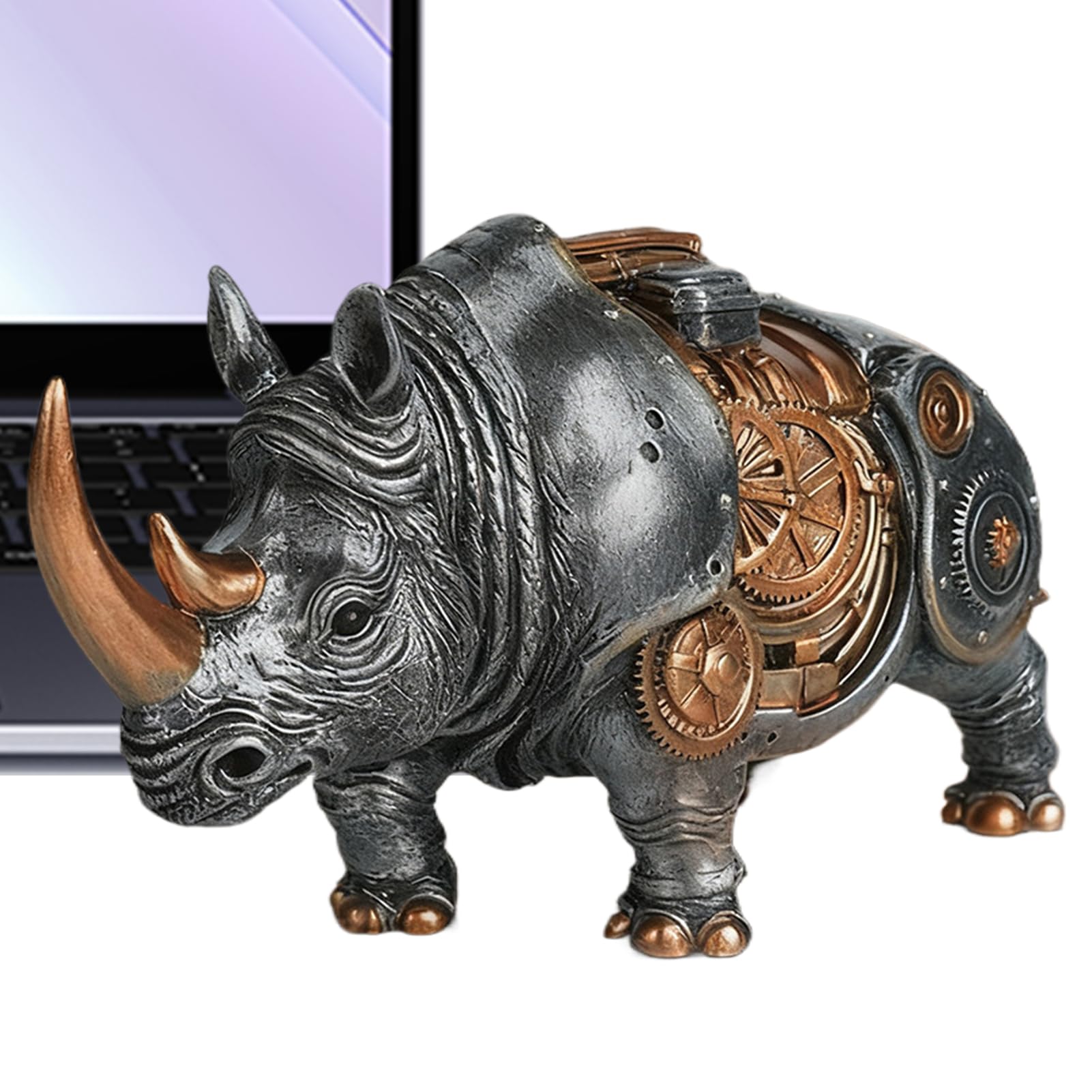 Figurine animal punk en résine de 15 cm avec décorations d'horloge de style steampunk
