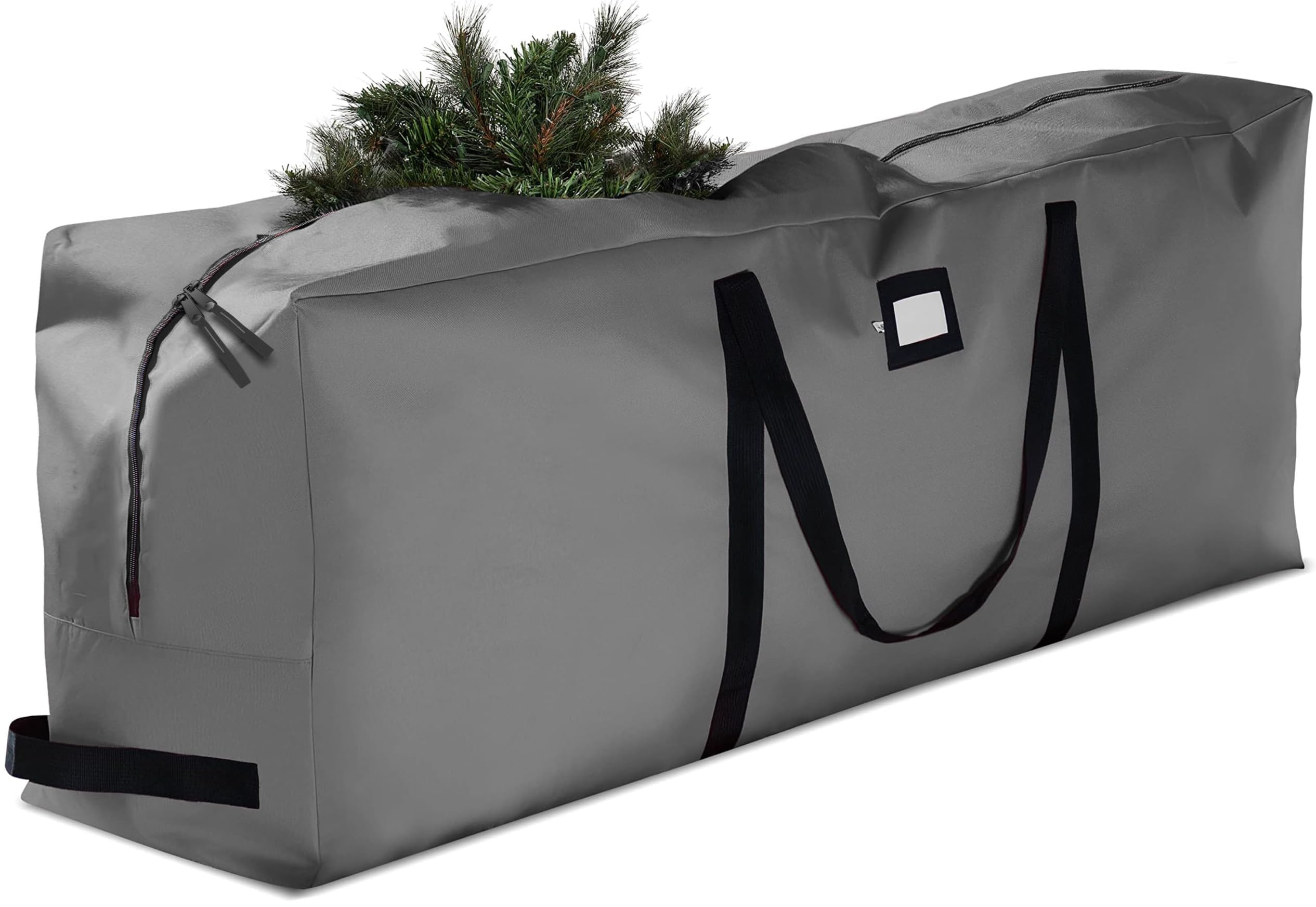 ZOBER Sac de rangement pour sapin de Noël – Polyester 600D de qualité supérieure pour arbres de Noël jusqu'à 2,1 m de haut avec fermeture éclair haute performance 121,9 x 38,1 x 50,8 cm (gris)