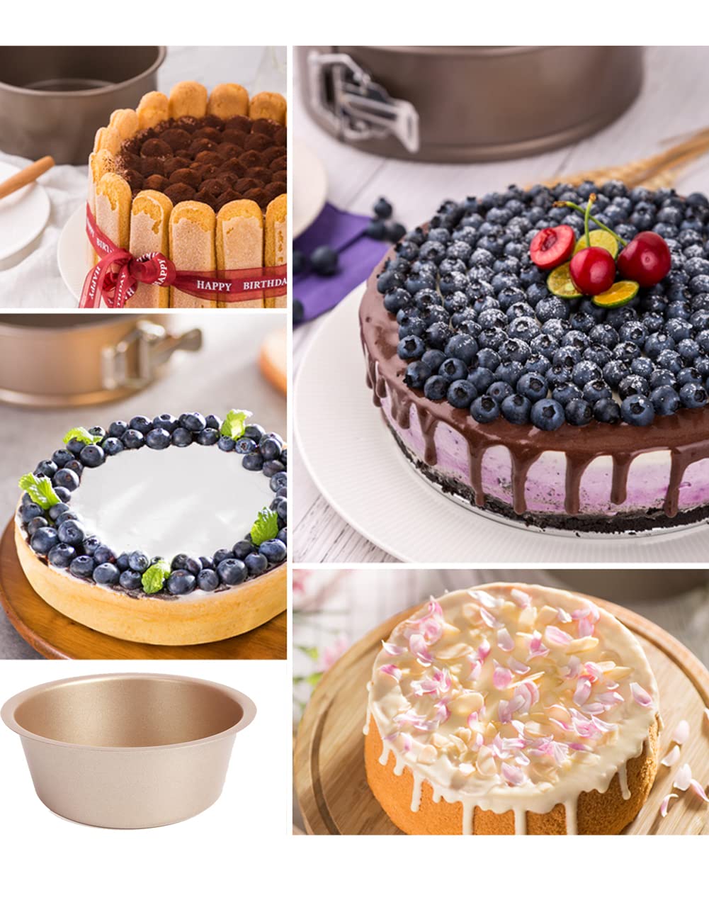 CANDeal 10 cm forma do ciasta, nieprzywierająca okrągła forma do ciasta, Boże Narodzenie, urodziny, ślub, mini ciasto, zestaw przyborów do pieczenia, zdrowy i trwały, jednoczęściowy wzór (6)