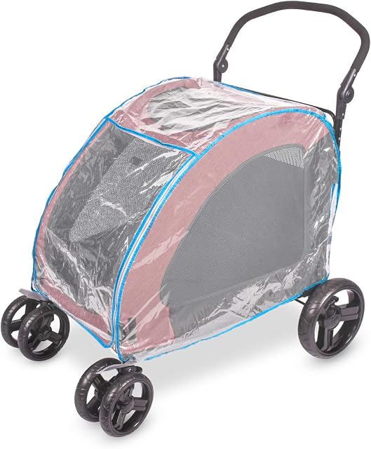 Cover Rain Cover, Only Cover for Dog Stroller, Zipper Front Opening, Easy to Get On/Off with Breathable Window - Dog Stroller Rain Cover