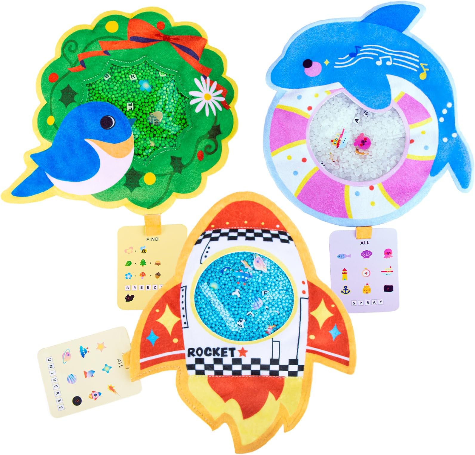 teytoyHide and Seek Busy Bag, Seek and Find Sensory Hidden Object Search Problem Solving Educational Matching Game Fidgets Toys for Kids 2 Years and Up 3 Pack