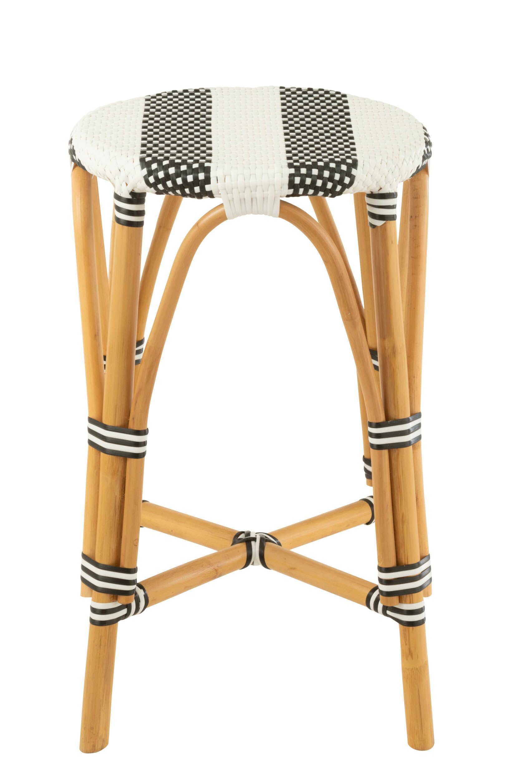 J-line Tabouret - rotin - Noir/Blanc - Large