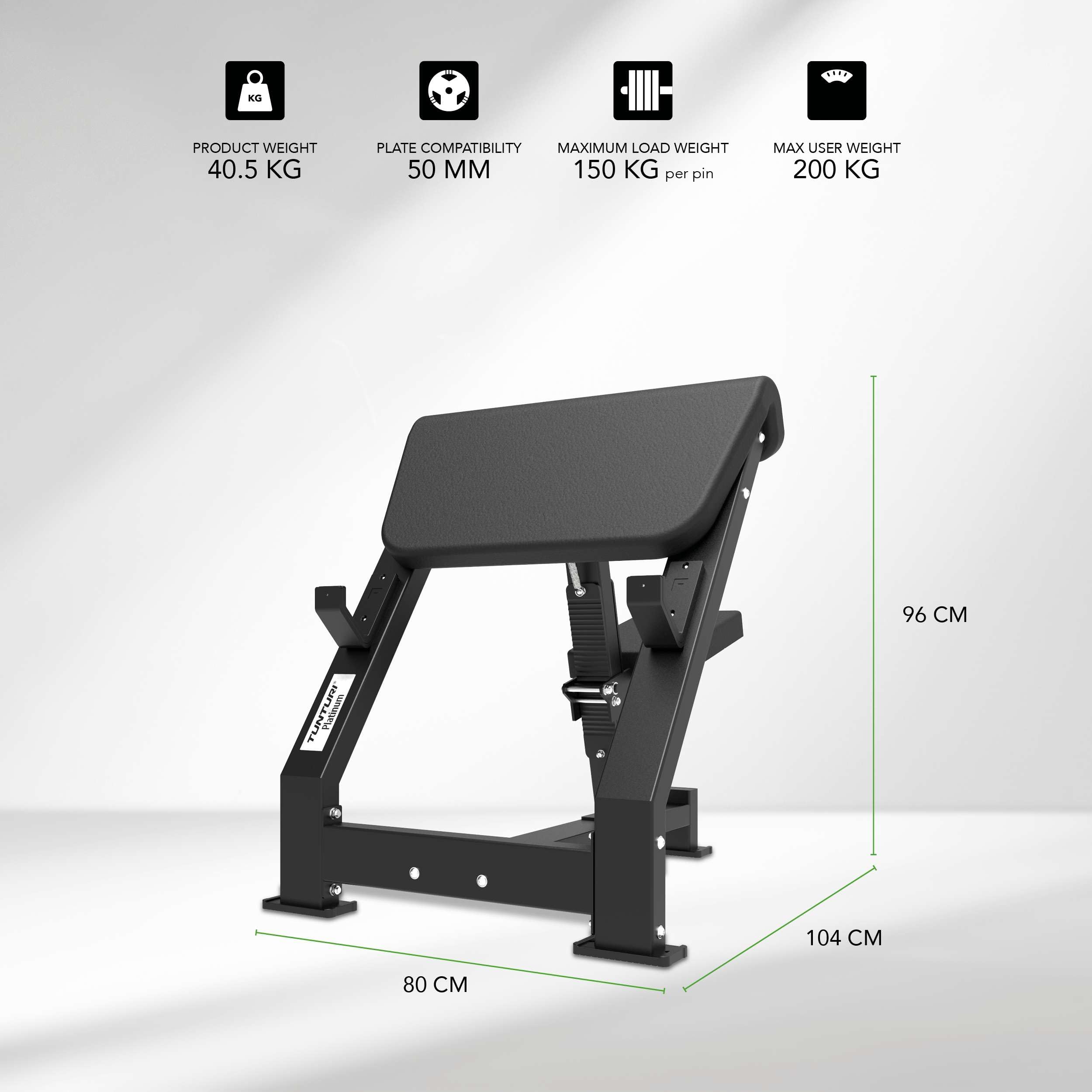 Tunturi Platinum Preacher Curl Kraftstation – Fitnessgerät für Armtraining – Homegym – V-Serie