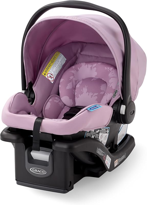 Asiento para bebé SnugRide Lite LX, asiento ligero orientado hacia atrás para bebés 4–30 lb, base ajustable de 4 posiciones, instalación de pestillos y ProtectPlus Engineered, Lilac Mod