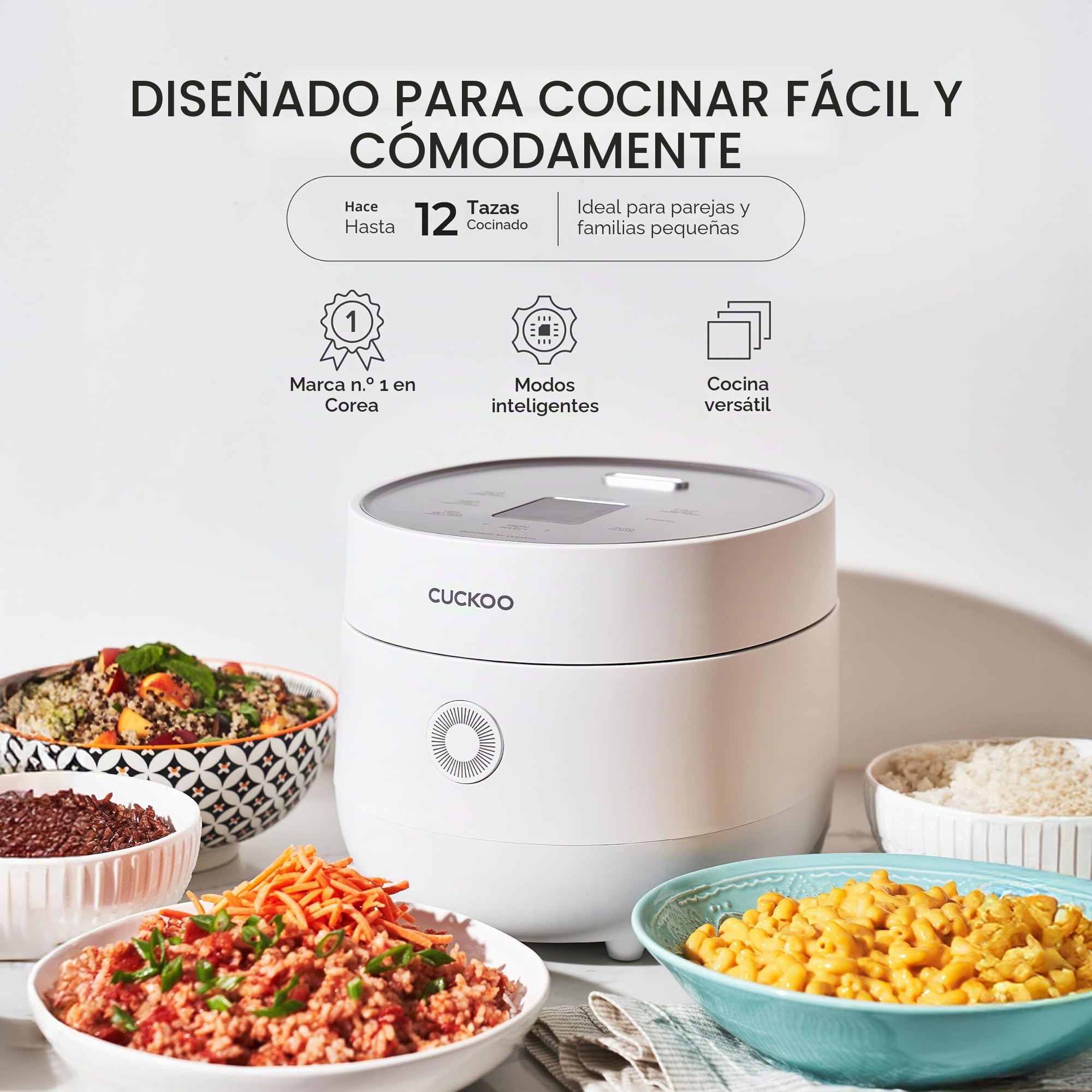 CUCKOO CR-0675FW Arrocera Micom de 6 tazas (sin cocinar) y 12 tazas (cocinada) con olla interior antiadherente, 13 modos de menú, visualización LCD, tecnología lógica difusa, limpieza automática