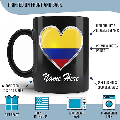 Miniatura 2 de Taza de café Colombia personalizada con la bandera del país, tazas de viaje colombianas con nombre personalizado, cumpleaños, Navidad, Acción de