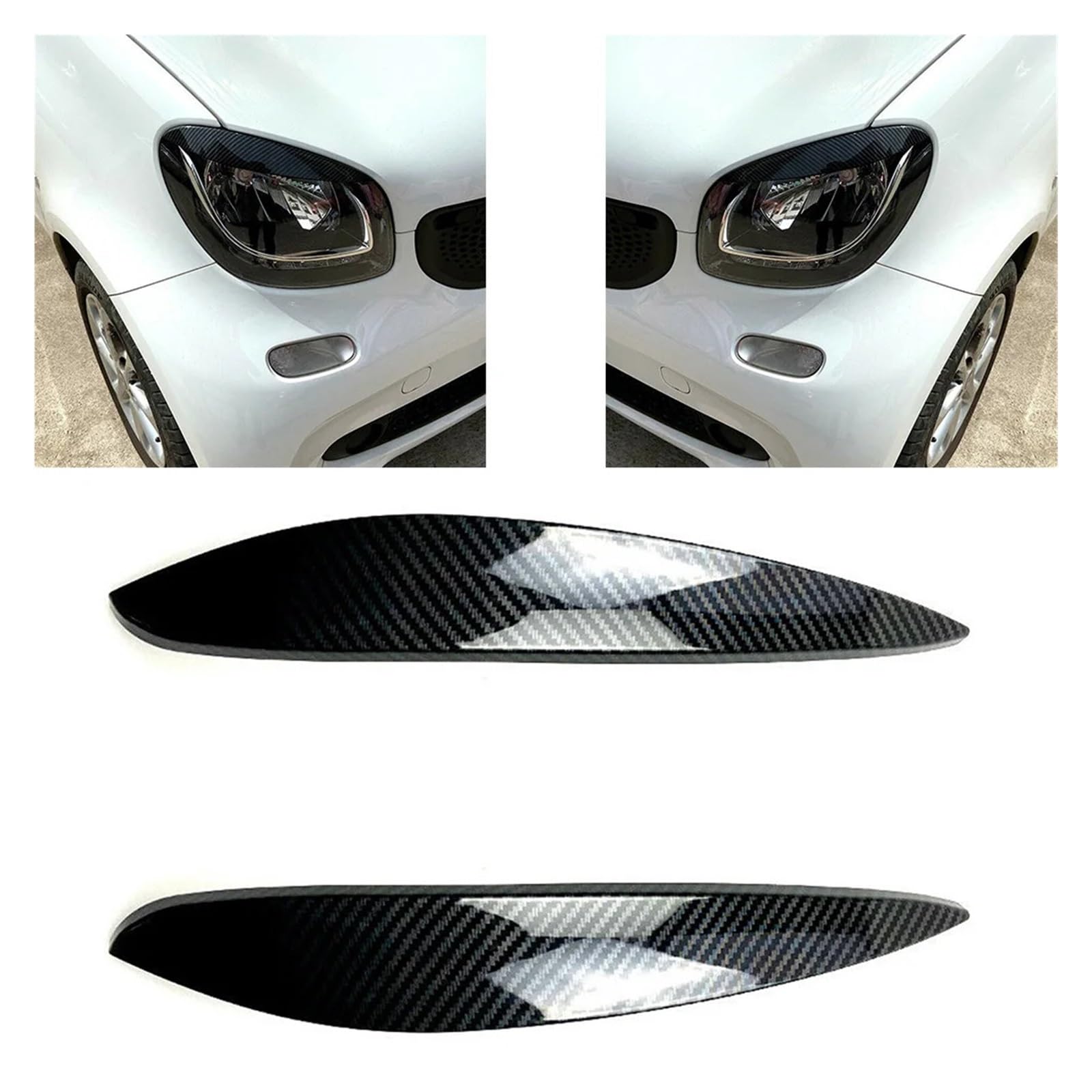Auto-Scheinwerfer-Augenlid-Deckel-Augenbrauen-Zierabdeckung, Compatible With Mercedes benz, Smart, 2014–2018(Carbon fiber Styling)