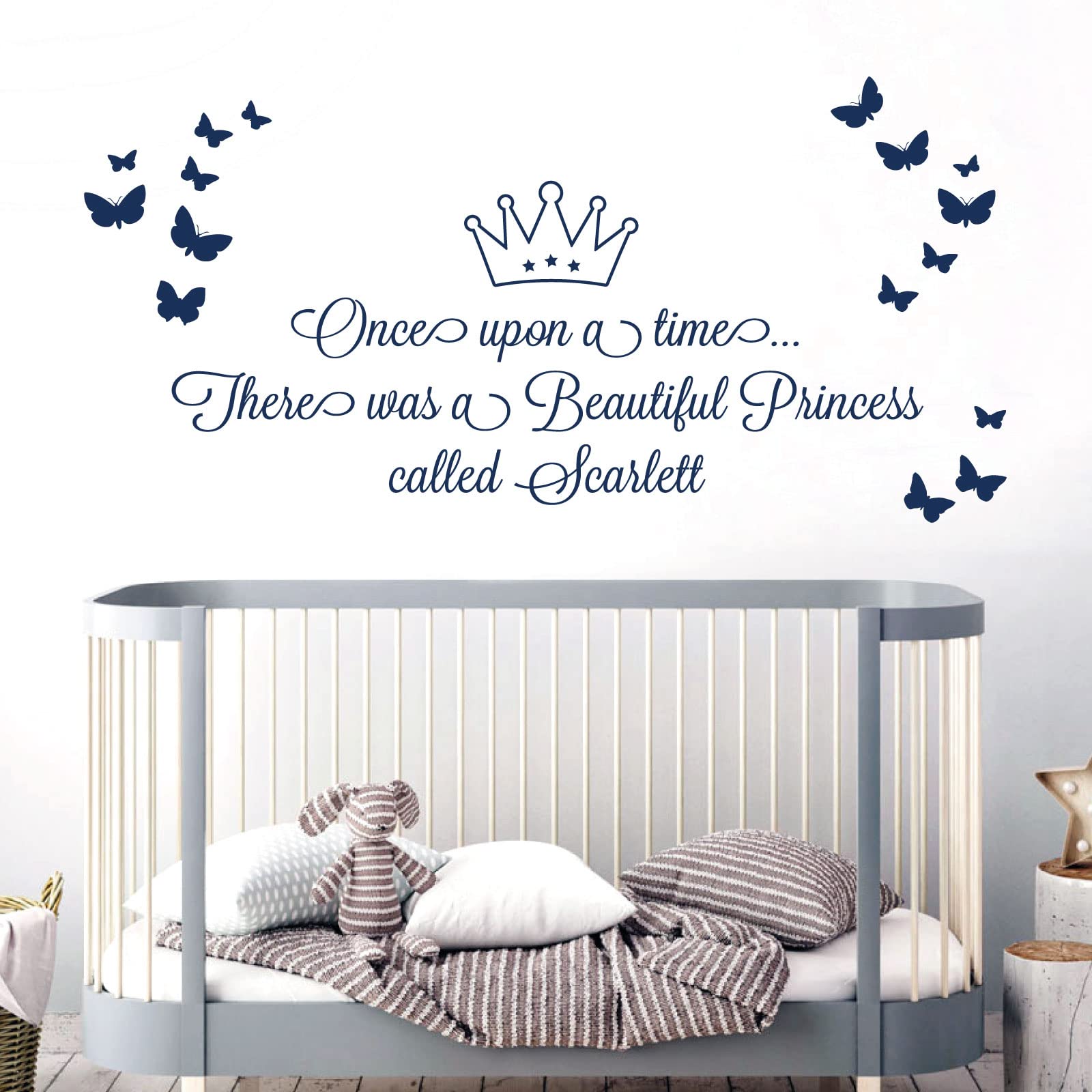 Once Upon a time, There was a Beautiful Princess - Girls Name Nurserty Wall Art Sticker [Medium] [Cobalt]
