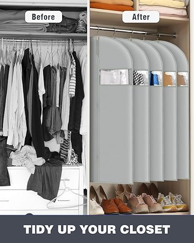 Miniatura 7 de Bolsas de ropa de 24 x 43 pulgadas, 9 paquetes de PEVA (70GSM) bolsas de traje para trajes de almacenamiento, camisetas y chaquetas, fundas de traje