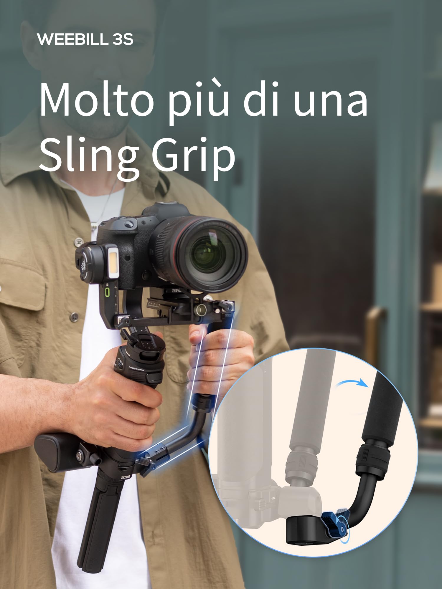 ZHIYUN Weebill 3S Combo [Ufficiale] Gimbal - Stabilizzatore per fotocamera DSLR e senza specchio, stabilizzatore a 3 assi con treppiede/maniglia/poggio-polso/luce/borsa, per Nikon, Canon, Sony, ecc
