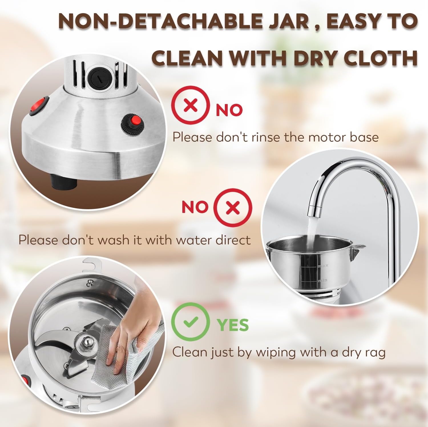 Moongiantgo Electric Grain Grinder 150g with 4 Pairs of Carbon Brushes and Carbon Brush Caps