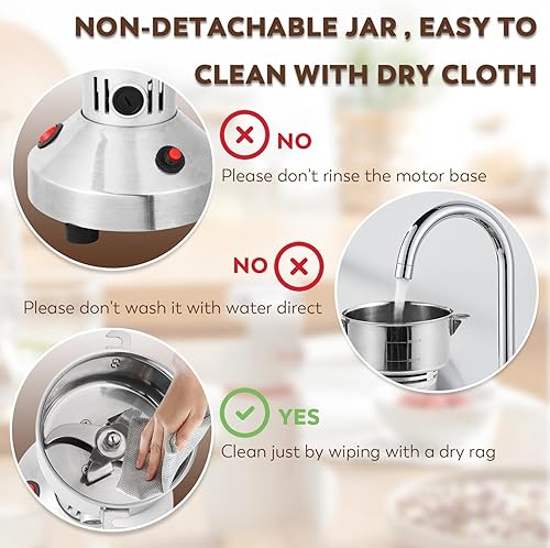 Miniatura 6 de Moongiantgo Molino eléctrico de grano molino de especias de hierbas 5.29 oz Acero inoxidable Máquina de pulir de cereales secos de alta velocidad