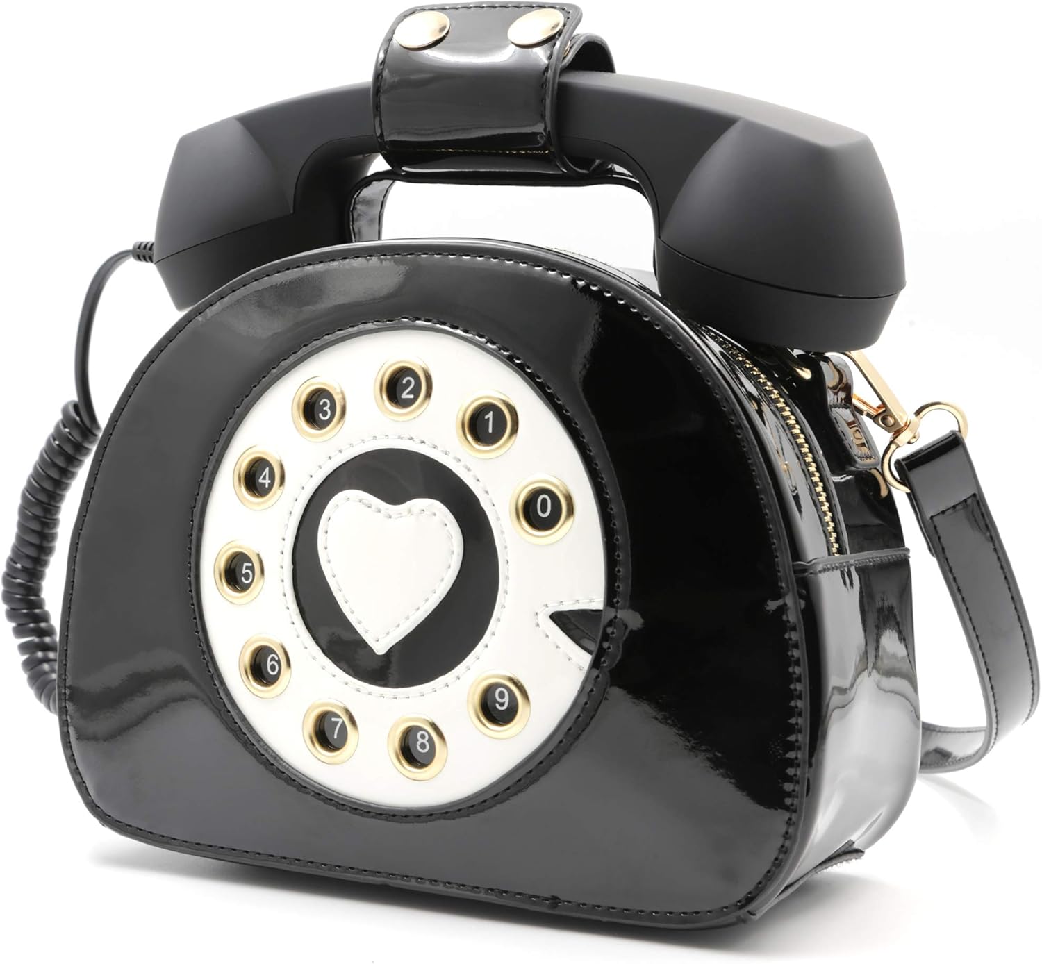 QiMing Retro dial telephone Crossbody Shoulder Bag,Pu Movable microphone Purse for Women - Image 2