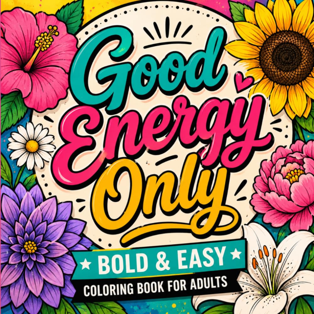 Bold and Easy Positive Quotes Coloring Book: Cozy and Simple Floral Designs for Relaxation, Stress Relief, and Positive Energy with Good Vibes for Adults and Teens