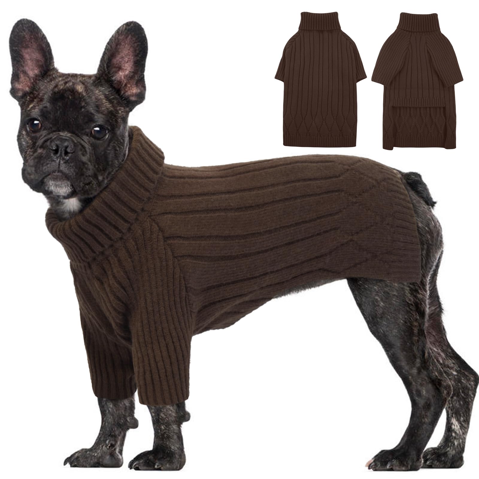 OUOBOB Dog Jumper for Large Dogs Turtleneck Thick Warm Sweatshirt, Christmas Outfit