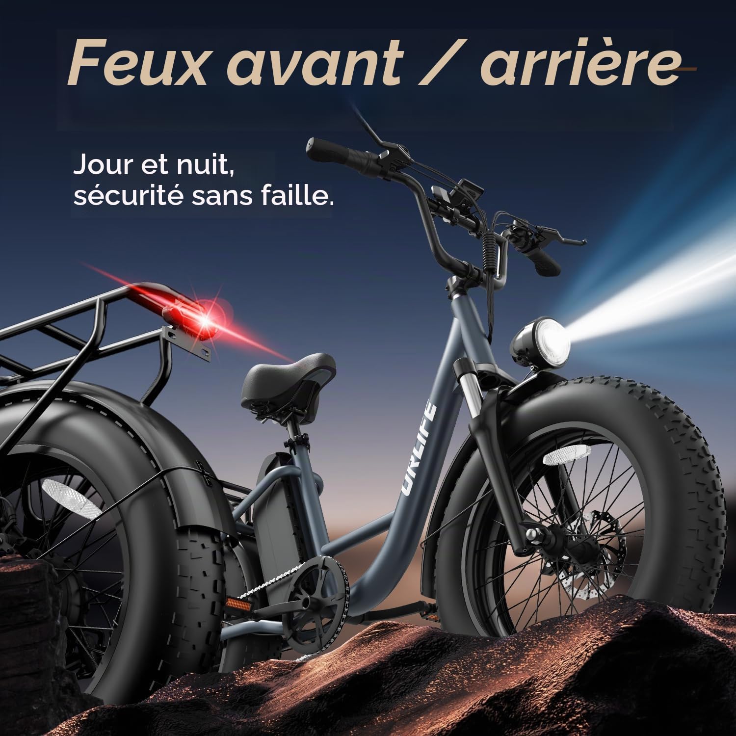 URLIFE 20" x 4.0 Vélo Électrique, VTT Électrique à Gros Pneus avec Batterie Amovible 48 V 15,6 Ah, écran LCD Couleur, 7 Vitesses, Jusqu'à 110 km D'autonomie, avec Suspension Avant pour Adultes