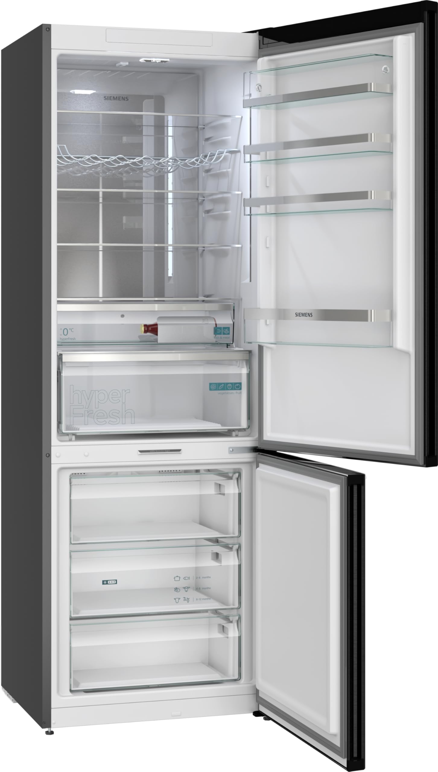 Siemens iQ500 Wolnostojąca lodówko-zamrażarka XXL 203 x 70 cm, KG49NAXCG, 311 l i zamrażanie 129 l, Total noFrost, freezerLight, technologia hyperFresh, technologia AntiFingerprint czarna stal