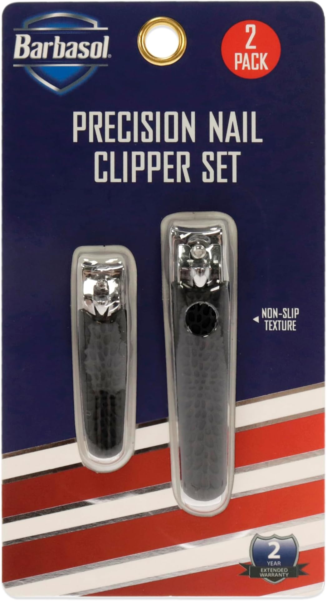 Precision Non Slip Stainless Steel Nail Clipper Set (2 Pack)