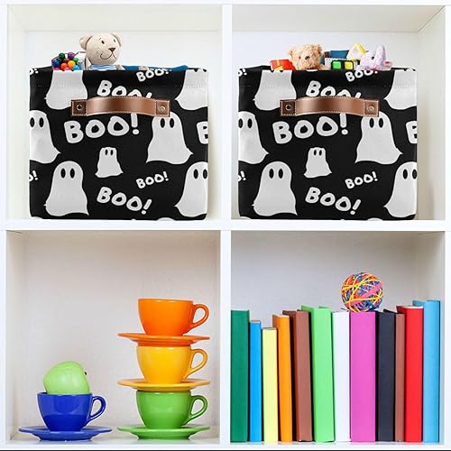 Miniatura 6 de Emelivor Cesta de almacenamiento de fantasmas de Halloween, canasta resistente para almacenamiento de juguetes, cesta de lavandería con asas para el