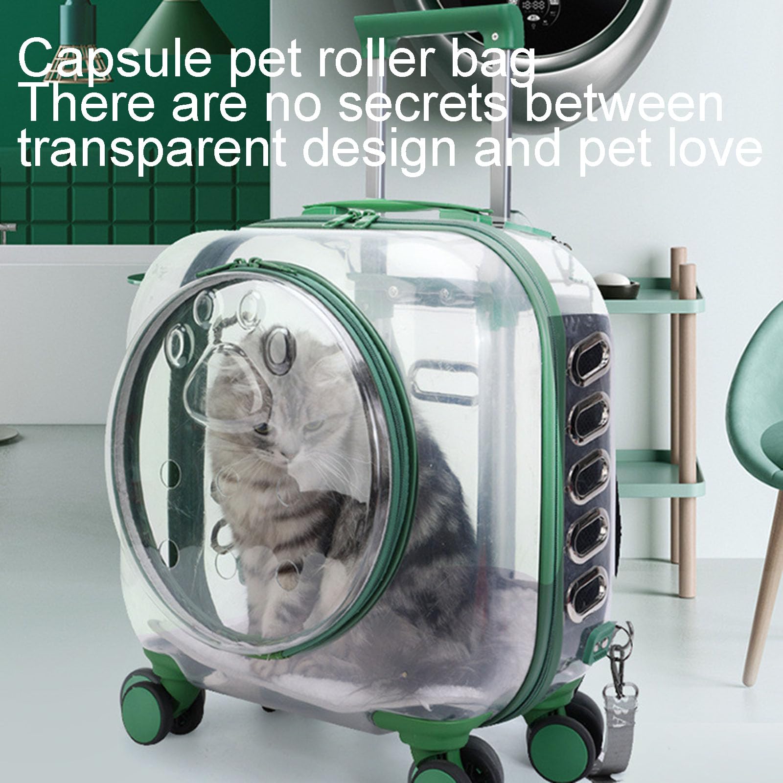 Maletín transparente para mascotas, mango telescópico de 3 etapas, vista panorámica, ventilación transpirable, apto para gatos y perros
