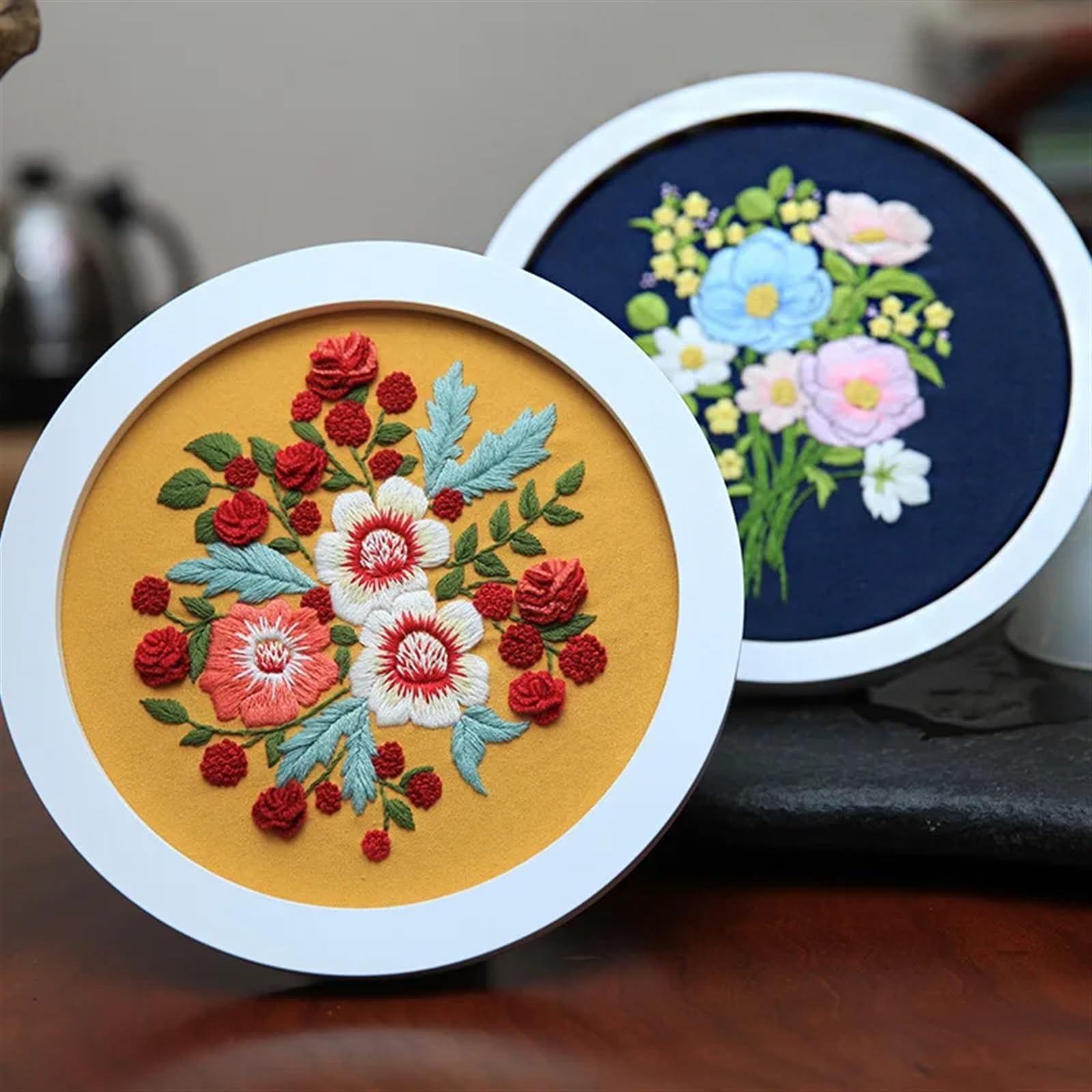 haft, Zestaw do haftowania, zestaw z tłoczonymi kwiatami(Color 06,Without hoop)